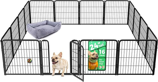 FXW Homeplus Unleashed Indoor Dog Playpen - Stress-Free and Safe Play, Heavy Duty 24 Inch 16 Wire Panels Dog Pen for Puppy and Small Dogs, Black│Patented-PurrikoPets