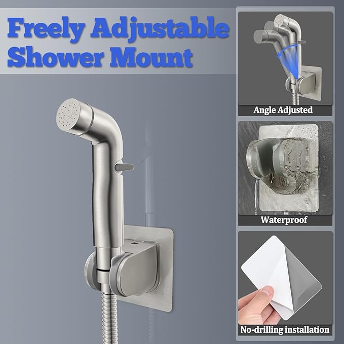 Dog Shower Attachment Metal, YDmeet Pet Shower Attachment for Fast and Clean Pet Bathing and Dog Washing, Brass Shower diverter, Adjustable Pet Shower Sprayer, 8 ft Hose and Shower Holder, Brushed-PurrikoPets