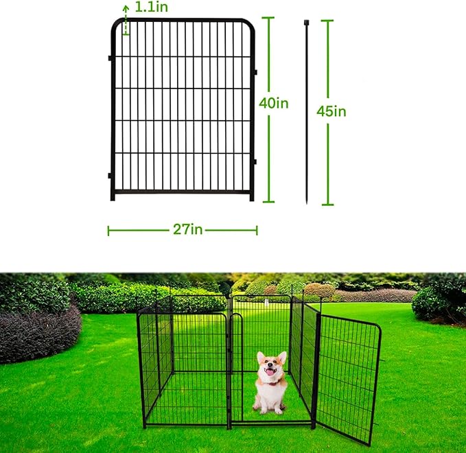 40in(H) Doorless Fence for Garden 14 Panels， 31.2 Ft(L) Barrier, Outdoor Garden Protection for Dogs Low Threshold,Indoor Fence Without Gate-PurrikoPets