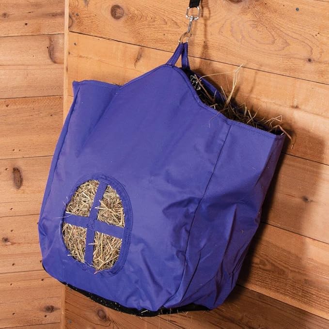 Dura-Tech Nylon Hay Bag for Horses | Color Burgundy | Enhances Digestion with Slow Consumption | Minimizes Hay Waste | Extremely Durable 600 Denier PVC Construction-PurrikoPets