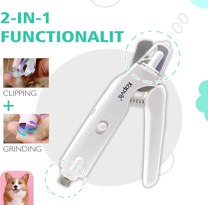 2-in-1 Dog & Cat Nail Clipper and Grinder,LED Lights & Safety Guard for Large Medium Small Dogs Cats Claw Trimmer,Claw Grooming Tool for for Cats and Small Dogs-PurrikoPets