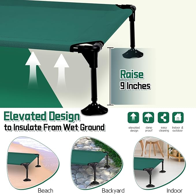 Elevated Outdoor Dog Bed with Canopy & Adjustable Feet - Larger Shade for Camping, Backyard & Patio-PurrikoPets