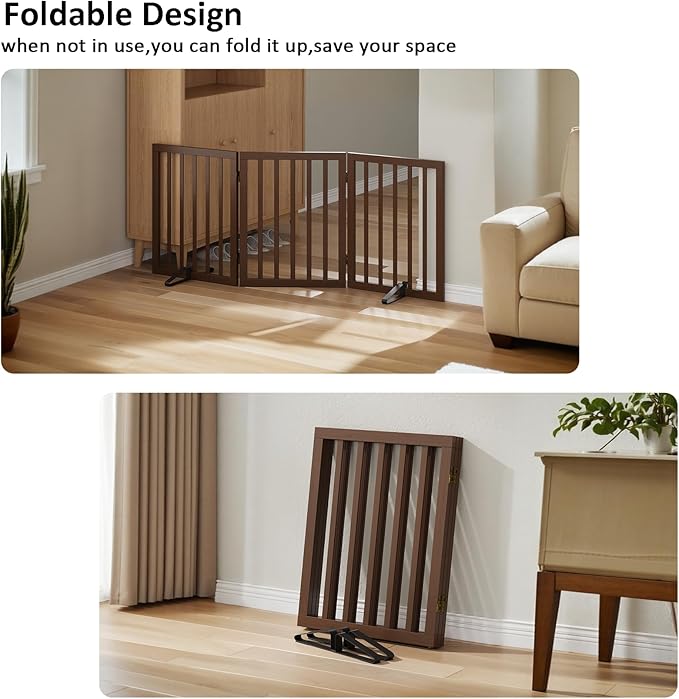 Dog Gate for Stairs,Foldable Dog Gate for Indoor Doorways House,Freestanding Pet Gates for Dogs,Doogie Puppy Fence Gate-PurrikoPets