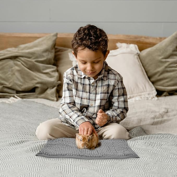 8 Pcs Guinea Pig Liner Washable Rabbit Cage Liner 16x12 Inch Guinea Pig Fleece Mats Reusable Bedding Pee Pads for Small Animals, Bunny (Gray, Green, Pink, Blue)-PurrikoPets