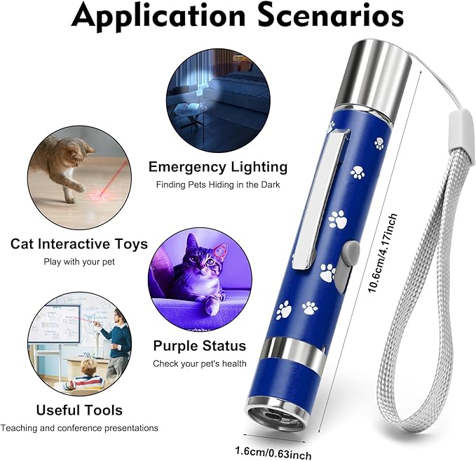 EAWONGEE Cat Toys, Interactive Toy for Cats with 7 Light Projection Modes, Interactive Kitty and Pet Dog Toy for Training Chaser, 2 Pieces Blue-PurrikoPets