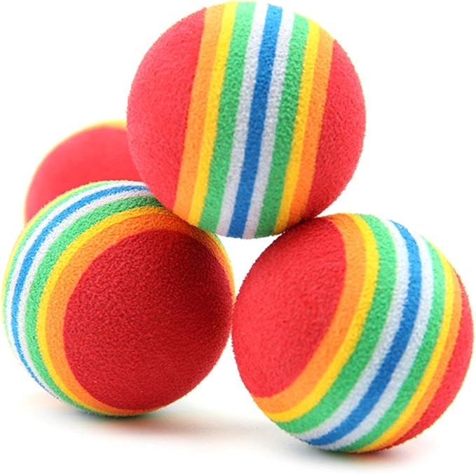 12 Pack Rainbow Cat Toy Balls Soft EVA Foam Interactive Indoor Kittens Favorite Toys 1.38" Dia. Small Dogs Puppies Toy Balls Bulk Activity Chase Quiet Play Sponge Ball-PurrikoPets