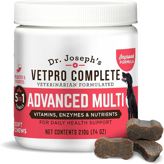 Dr. Joseph's VetPro Complete Multivitamin Dog Supplement, 60 Count (Small Dog 60 Days Supply), 5 in 1 Chew with Vitamins, Enzymes & Nutrients, Hip and Joint Health, Immune System and Allergy Support-PurrikoPets