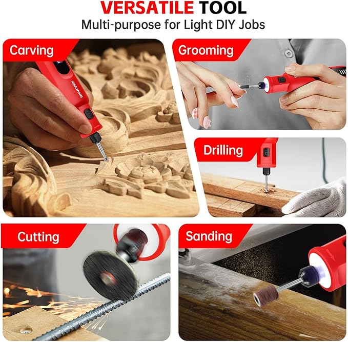 Dog Nail Grinder - Upgraded Pet Nail Grinder, Electric 5 Speeds LED Lights Ring Rechargeable Dog Nail Trimmers Kit, 40 Accessories Cordless Pet Nail Grinder for Dogs Cats and Small/Medium Animals Red-PurrikoPets