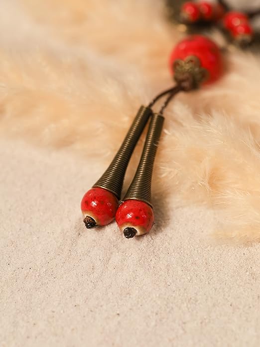 MINACHI Hippie Boho Colorful Ceramic Bead Butterfly Charm Pendant Y Necklace, Vintage Bohemian Statement Jewelry Gift for Women