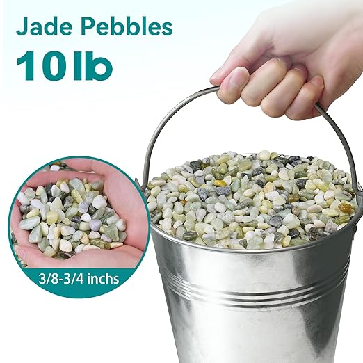 10 lbs Jade Pebbles for Indoor Plants, 3/8" Plant Rocks for Pots Indoor, Decorative Small Stones for Plants, Bamboo,Vase, Succulent, Highly Polished Small River Rocks-PurrikoPets