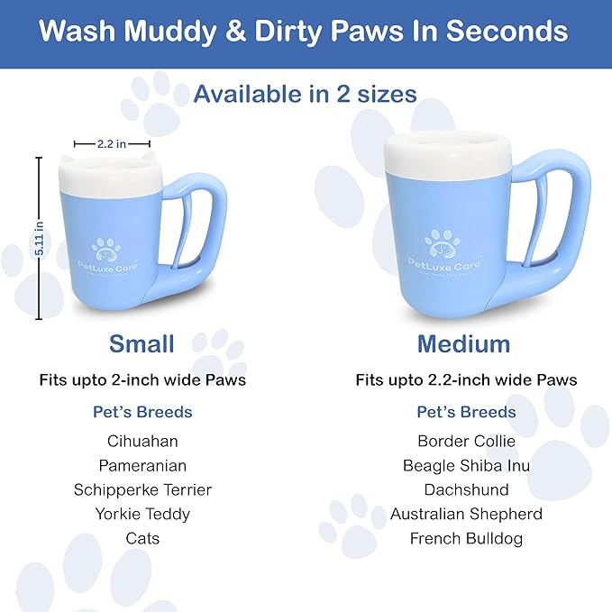 Dog Paw Cleaner for Small & Medium Dogs – Portable Paw Washer Cup with Soft Silicone Brush, Towel & Moisturizing Balm – Gently Cleans Muddy Paws After Walks (Blue, Small)-PurrikoPets