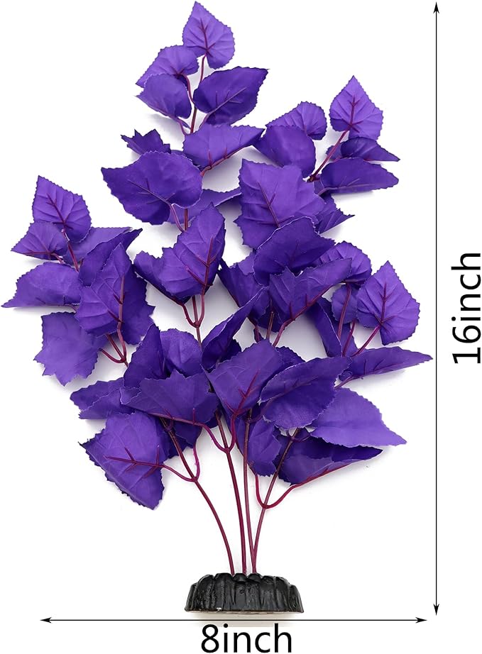 ALEGI Silk Aquarium Plants, 16 Inch Artificial Silk Plants Decorations for Fish Tank,Aquarium Décor Plastic Plants (Purple, 2 Pack)-PurrikoPets