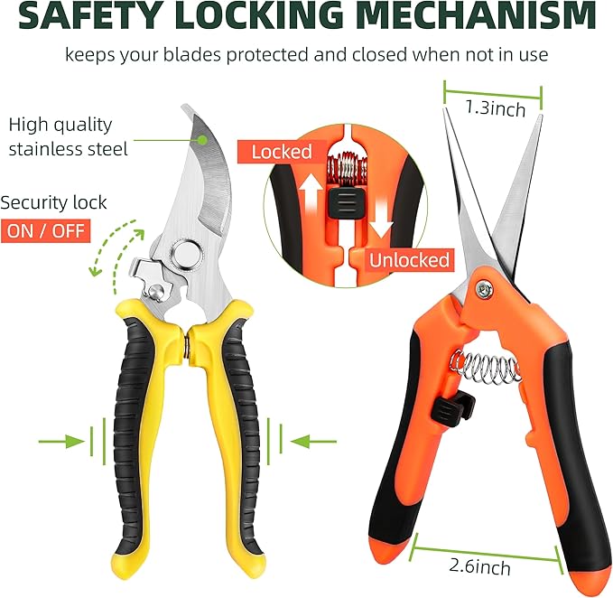 3-Pack Stainless Steel Pruning Shears, Pruning Snips and Clippers for Gardening-PurrikoPets