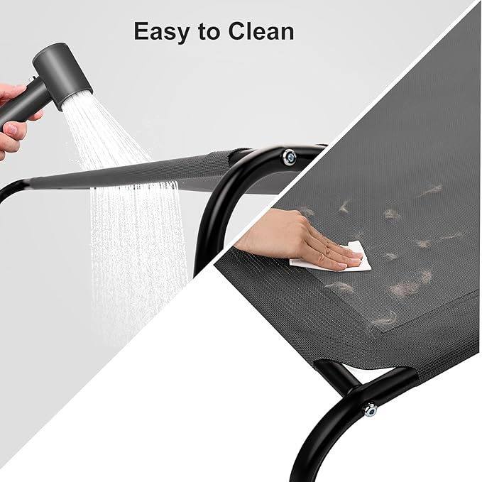 50" Lx35 Wx8 H Cooling Elevated Dog Bed for Large Dogs with Non-Slip Floor Protectors & Breathable Mesh, Raised Indoor & Outdoor Dog Cot Pet Hammock, Green-PurrikoPets