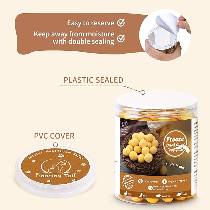 Freeze Dried Cat and Dog Treats, Limited Ingredient Quail Egg Yolk Healthy Tasty Snacks for Training 8.8 Ounce-PurrikoPets