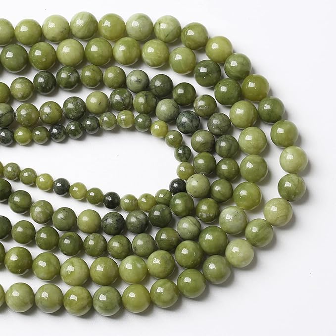 90PCS 8MM Natural Stone Chinese Green Jade Loose Beads for Jewelry Making DIY Bracelet Necklace
