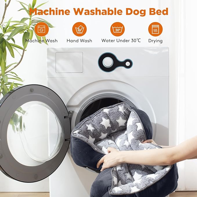 GASUR Medium Dog Beds for Medium Size Dogs, Orthopedic Dog Bed Sofa, Washable Pet Beds Cuddler Anti-Slip Bottom, Soft Calming Sleeping Warming Puppy Bed (M (30"x 24"x 9"), Black)-PurrikoPets