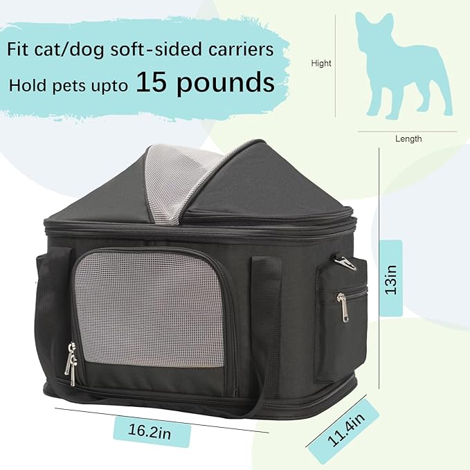 2-in-1 Stylish Dog Purse Carrier Soft-Sided Carriers Travel Tote Bag for Small Dogs Cats, Fashion Foldable Pet Bag for Puppies Small Animals with Pockets (Black, 16.2" x 11.4" x 13")-PurrikoPets