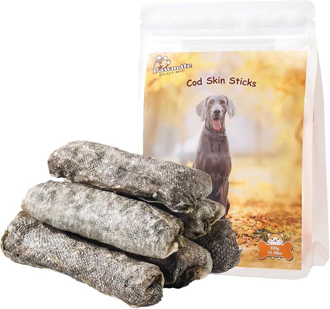 Dog Treats Natural Cod Skin Rolls, Rawhide-Free Chewy Fish Skin Dog Chews, One-Ingredient Healthy Training Treats Rich in Omega3 & Protein, 10.6 oz-PurrikoPets
