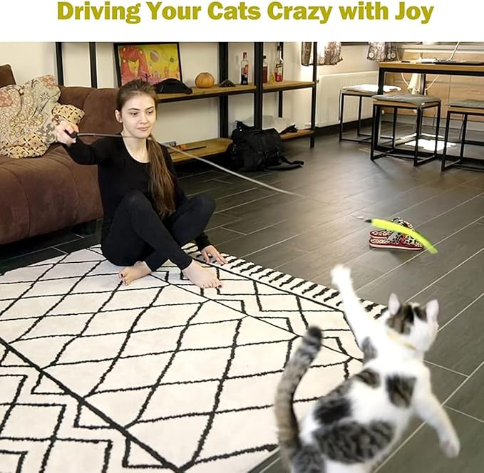 24 PCS Cat Worm Toy Refills Cat Wand Toy Replacement Interactive Wand Accessories Feather Worm Teaser Refills Attachment-PurrikoPets