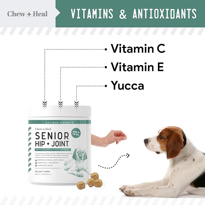 Glucosamine for Dogs Hip and Joint Supplement - 120 Soft Chews for Senior Dogs with Glucosamine, Chondroitin, MSM, Vitamin C, and Omegas - for Mobility, Cartilage, and Joint Health-PurrikoPets