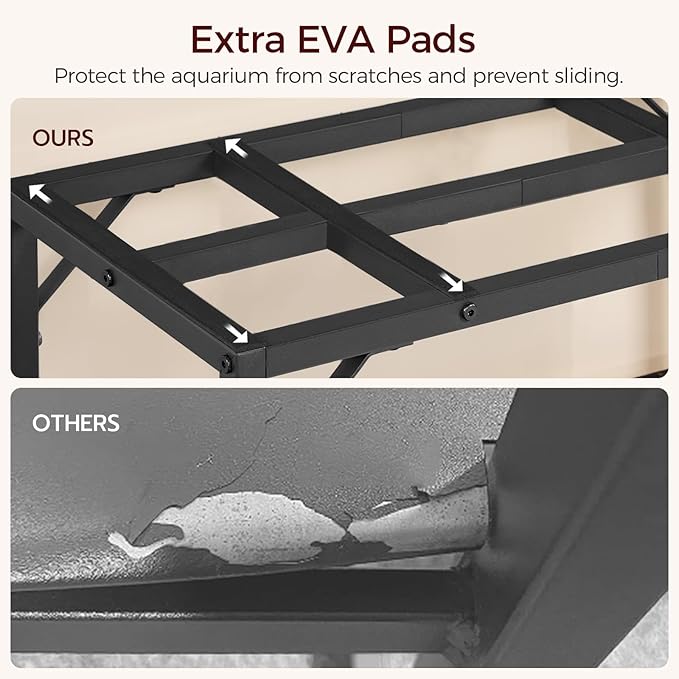 20 Gallon Fish Tank Stand, Aquarium Stand with 2-Tier Storage Shelves, Heavy Duty Breeder Turtle Terrarium Stand Rack for Home Office, 24.0" L x 11.8" W x 24.4" H, Black FTBK2001-PurrikoPets