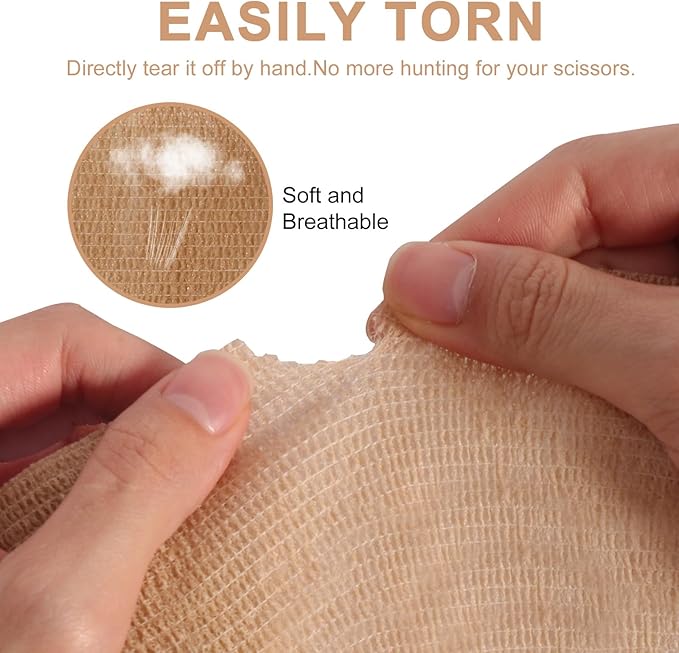 24 Pack Self Adhesive Bandage Wrap, 4” x 5 Yards Cohesive Medical Tape Elastic Wrap for Sports, Ankle, Wrist Sprains, Pet First Aid-PurrikoPets