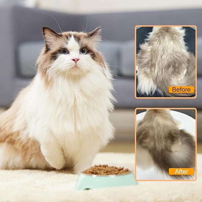 4 in 1 Cat Steam Brush for Shedding，Rechargeable Steam Pet Brush With Rotating Handle for Massaging, Self-Cleaning, and Pet Hair Removal for Long and Short Hair of Cat and Dog （Beige）-PurrikoPets