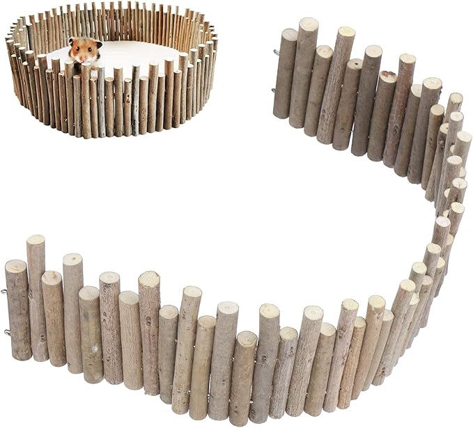 Ejoyous Hamster Wooden Bridge, Wood Ladder Hamster Fence Hideout Cage Bedding Climbing Toys for Syrian Hamsters Gerbil Small Animals (60CM Fence)-PurrikoPets