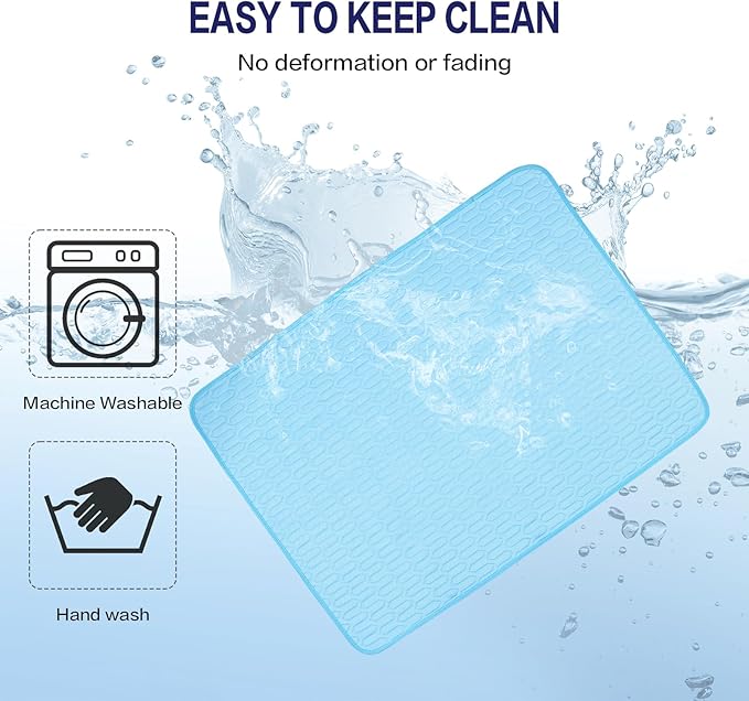 39 Inches× 29 Inches Cooling Mat for Dogs/Cats Immediately Dog Cooling Mat in Summer, Ice Silk Latex Anti-Slip Pet Sleeping Pad Sky Blue Dog Pad Suitable for Car/Indoor/Tourism Use-PurrikoPets