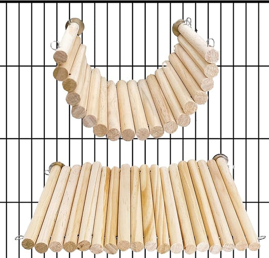 2Pcs Chinchilla Wood Ledge Hamster Wooden Flexible Platform Perch Climbing Toys Cage Accessories for Rat Mouse Sugar Glider Small Animal-PurrikoPets