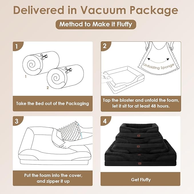 EHEYCIGA Memory Foam Dog Bed for Large Sized, Orthopedic Dog Sofa with Sides and Waterproof Liner, Washable Bolster Pet Couch with Removable Cover, 36x27x7 Inch, Black-PurrikoPets