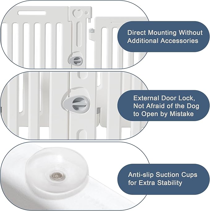 Dog Playpen with Door, DIY Shape Combination Puppy Pen,25.5" H 10-Panel Dog Fence,Non-Slip & Secure Pet Gate, Easy to Assemble-PurrikoPets