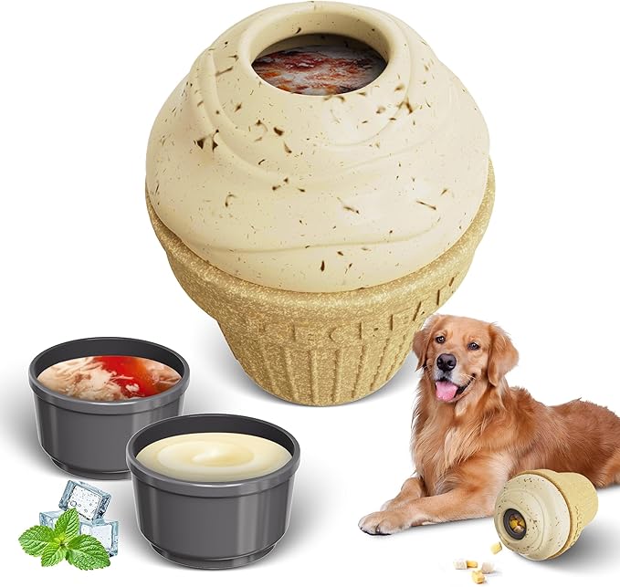 Dog Treat Dispenser Toy Interactive, Frozen Treat Toy Reduces Anxiety, Chew Toys for Aggressive Chewers, Birthday Enrichment Toy, Dog Treat Toys to Keep Them Busy for All Breeds-PurrikoPets