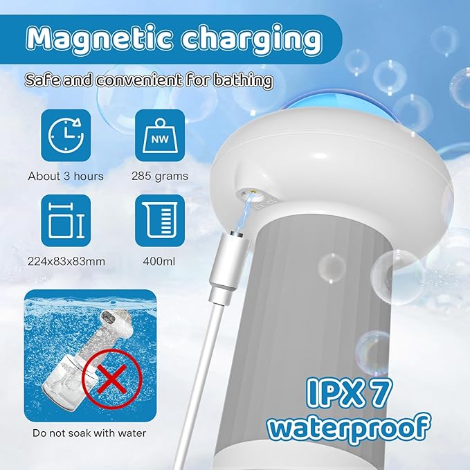 Electric Dog Shampoo Dispenser IPX7 Cat Shampoo Sprayer,Pet Bath Supplies Automatic Foaming Shampoo Dispenser for Dog Deep Cleaing Kitchen Sink Bathroom Grey-PurrikoPets