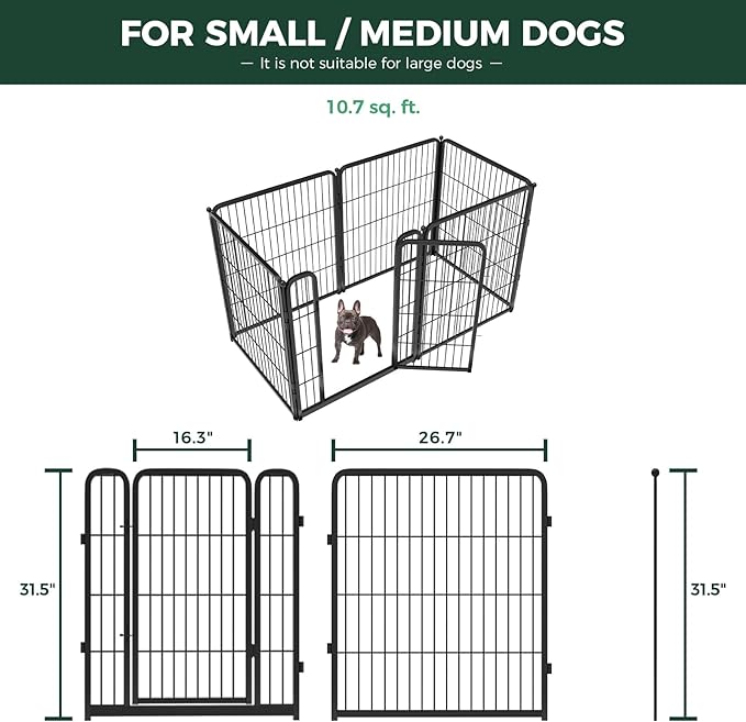 FXW Homeplus Unleashed Indoor Dog Playpen - Stress-Free and Safe Play, Heavy Duty 32 Inch 6 Wire Panels Dog Pen for Small and Medium Dogs, Black│Patented-PurrikoPets
