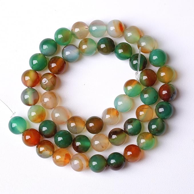 8mm 45pcs Natural Peacock Agates Beads for Jewelry Making Semi Precious Loose Gemstones Beads DIY Bracelet Necklace 15" 1 Strand