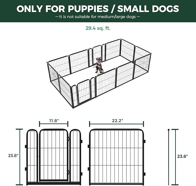 FXW Homeplus Unleashed Indoor Dog Playpen - Stress-Free and Safe Play, Heavy Duty 24 Inch 12 Wire Panels Dog Pen for Puppy and Small Dogs, Black│Patented-PurrikoPets