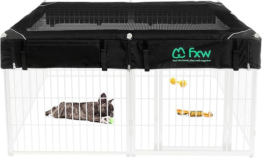 FXW Homeplus Unleashed Indoor Dog Playpen - Stress-Free and Safe Play, Heavy Duty 24 Inch 8 Wire Panels with Playpen Cover for Puppy and Small Dogs, White│Patented-PurrikoPets