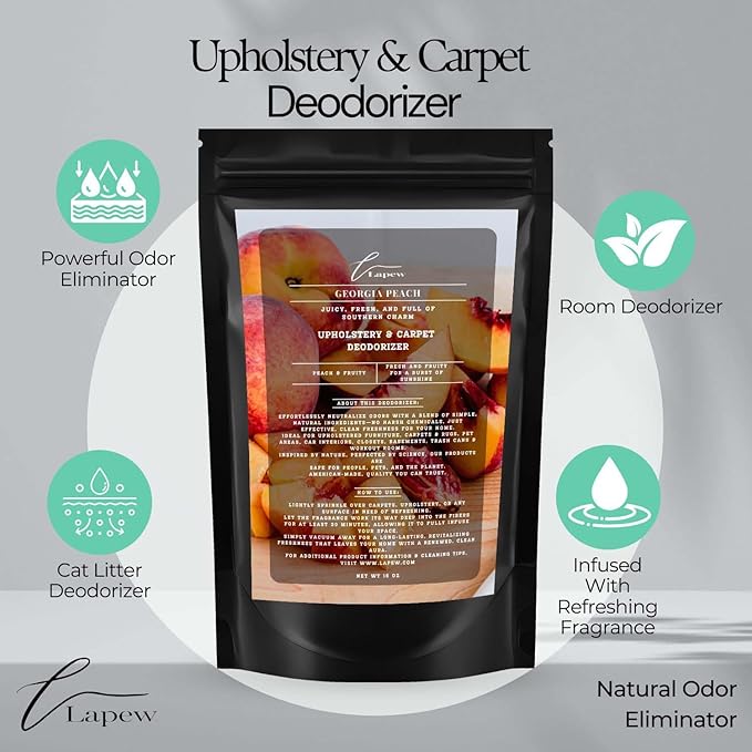 Georgia Peach Carpet Freshener Powder: Powerful Odor Eliminator for Home, Upholstery Deodorizer, Carpet Deodorizer, Pet Urine, Cat Litter Box - Georgia Peach Fragrance-PurrikoPets