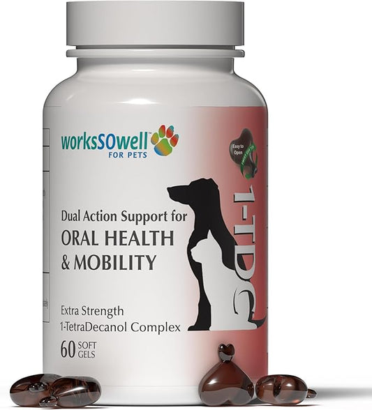 1TDC WorksSoWell Dual Action Joint Supplement for Dogs & Cats - Hip and Joint Supplement for Large Breed & Small Breed - Also Great for Oral Health - Muscle & Stamina Recovery & Arthritis - 60ct-PurrikoPets