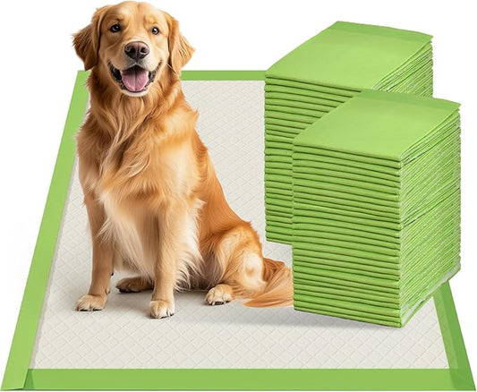 Gardner Pet Dog Pee Pads Extra Large 28"x34", XL Thicker ECO Green Disposable Puppy Training Pads Super Absorbent Full Edge-Wrapping Pad for Dogs, Puppies, Cats, Rabbits (10 Count)-PurrikoPets