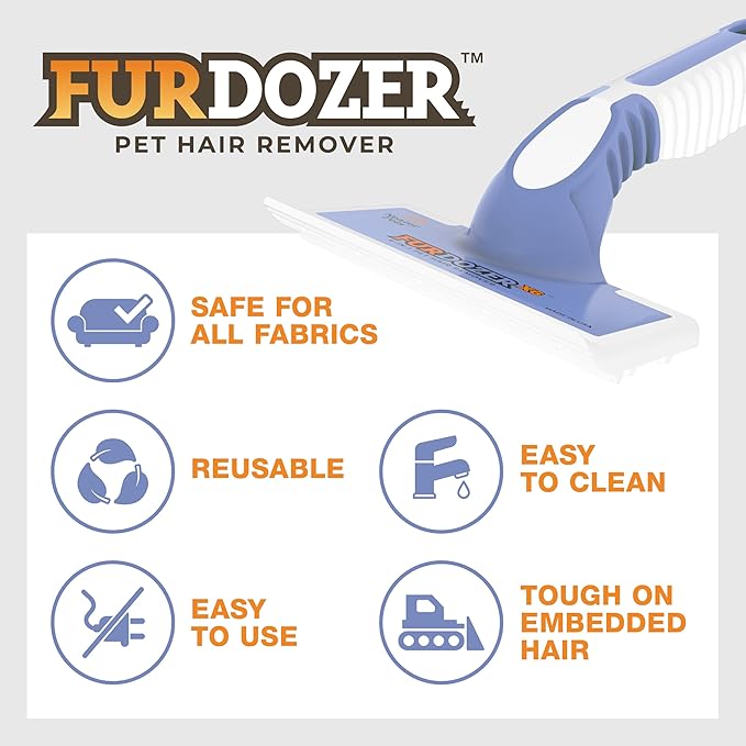 FurDozer X6 & X3 Bundle - Pet Hair Removal Tool & Car Detailing Dog Hair Remover for Carpet, Car, Couch, Bedding, & Furniture - Reusable Pet Fur Remover & Carpet Scraper for Animal Fur & Lint, Purple-PurrikoPets