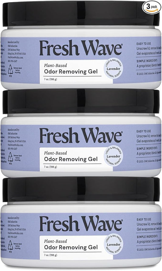 Fresh Wave Lavender Odor Removing Gel, 7 oz., Pack of 3 - Safer Odor Absorbers for Home, Natural Plant-Based Odor Eliminator, Every 7 oz. lasts 15-30 Days, For Cooking, Trash & Pets-PurrikoPets