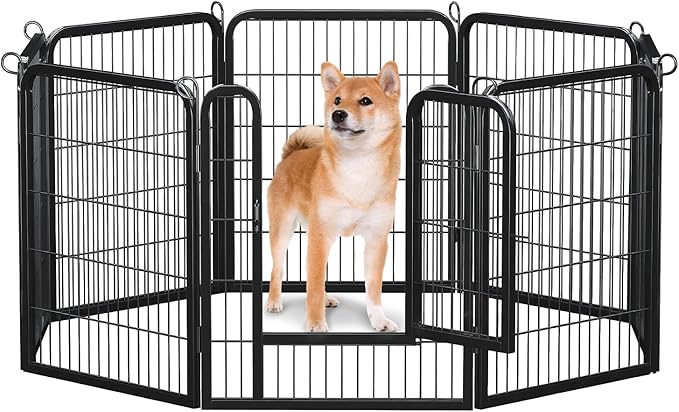 32 Inch Dog Playpen - 8 Panels Metal Pet Exercise Pen for Small-Medium Dogs, Indoor/Outdoor Dog Fence for Yard, Garden, Camping & RV Travel-PurrikoPets