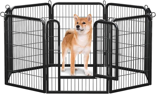 32 Inch Dog Playpen - 8 Panels Metal Pet Exercise Pen for Small-Medium Dogs, Indoor/Outdoor Dog Fence for Yard, Garden, Camping & RV Travel-PurrikoPets