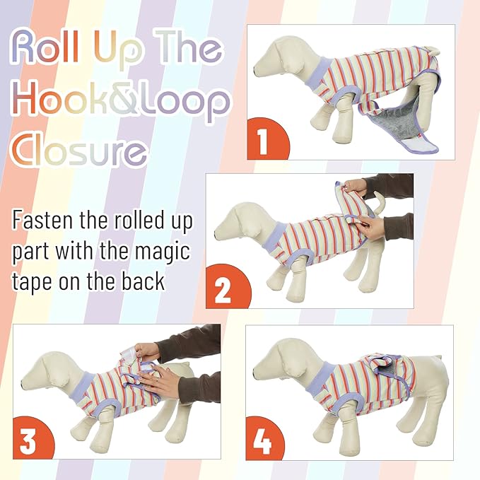 FUAMEY Recovery Suit for Dogs After Surgery,Soft Breathable Dog Bodysuit E-Collar & Cone Alternative Surgical Suit,Male Female Dog Neuter Spay Suits Anti Licking Wounds Onesie Purple Stripes XS-PurrikoPets