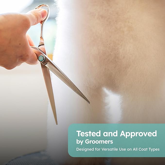 7" Dog Grooming Scissors – Handcrafted, Ergonomic, VG10 Stainless Steel for Sharper, Tougher, Better Edge Retention, Lightweight Shears with 3D Convex Blade for Dogs and Cats-PurrikoPets