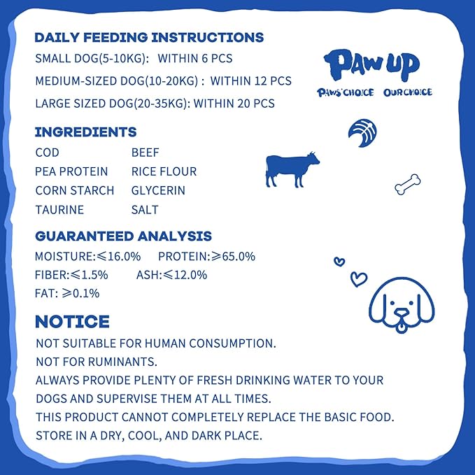 Dog Treats Training Rewards, Beef Cod Cubes, 1% Taurine Added, 12.5 oz, Rawhide Free, Grain Free, Low Fat Dog Training Rewards and Snacks, No Additives-PurrikoPets