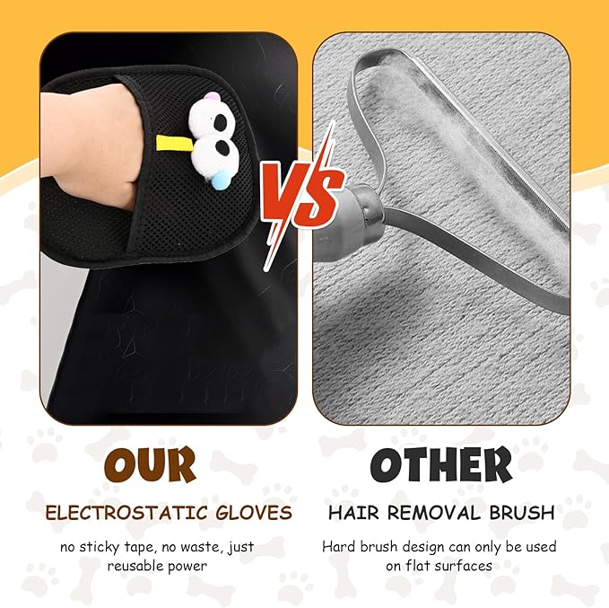 Electrostatic Pet Hair Remover, Pet Hair Remover Tool for Cats & Dogs, Cleaning Gloves for Carpet, Couch, Furniture, Car Seat, Double-Sided, Reusable, Washable (1 PCS)-PurrikoPets